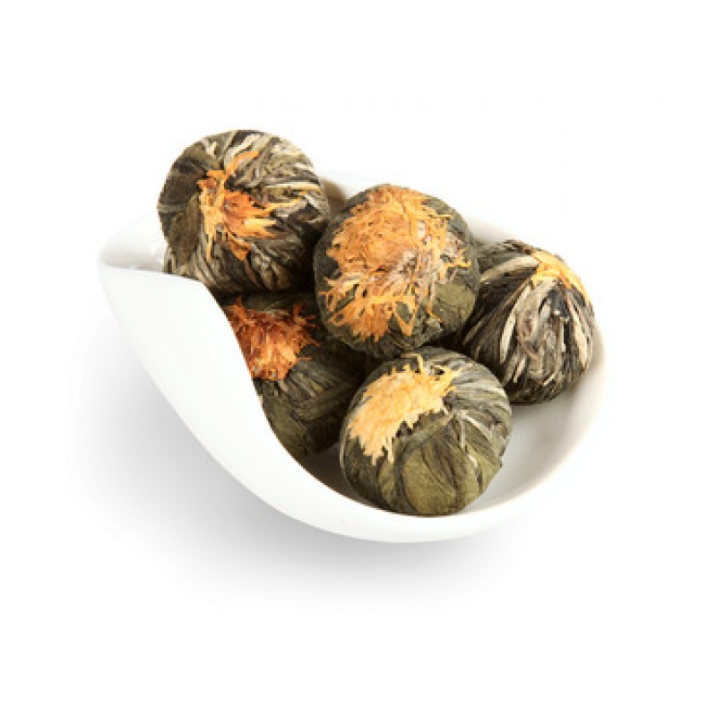 Assorted blooming teas gathered for a tasting set